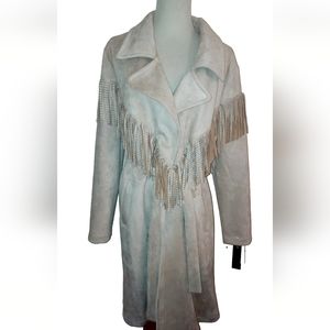 Nwt Alice Blue faux Suede western country cowboy fringe jacket large